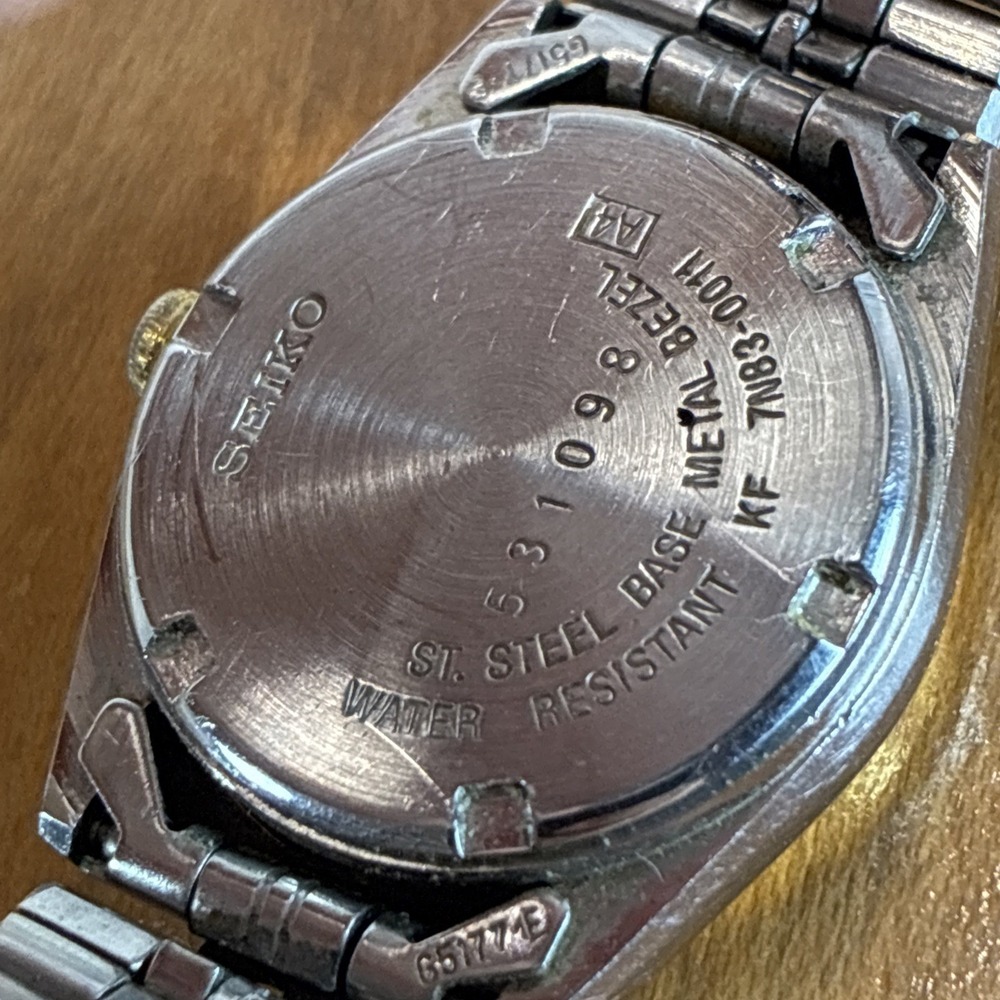 Vintage 1990 Women's Seiko Dress Watch 7N83-0011 Two Toned Working New Battery - Picture 3 of 17